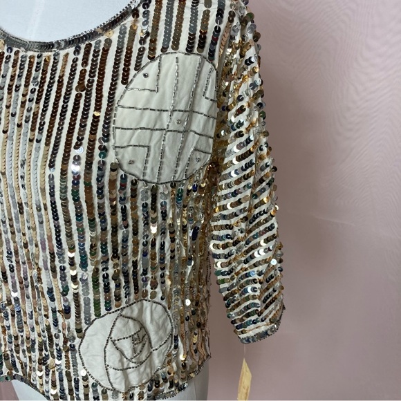 Nwt Vintage Argenti silk beaded and sequin blouse - Picture 5 of 13